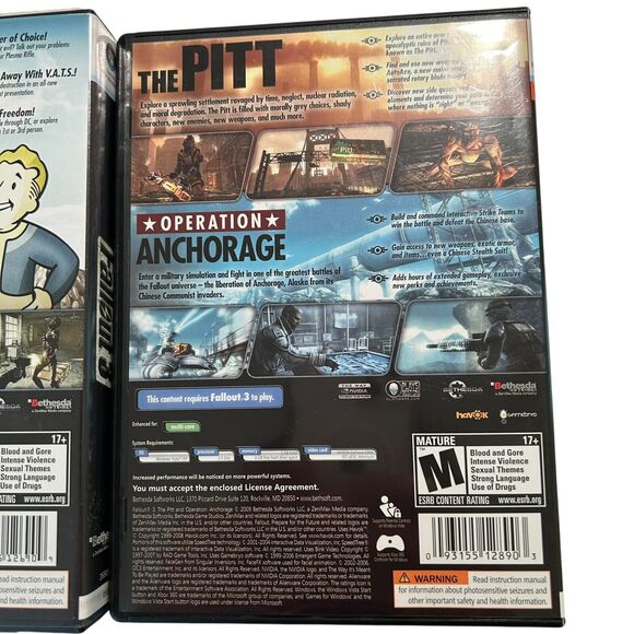 Fallout 3 PC DVD Video Game CIB & Game AddOn Pack The Pitt & Operation: Anchorag - Picture 3 of 8